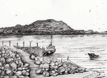 Iona från Mull Scotland, 2007, (bläck på papper)